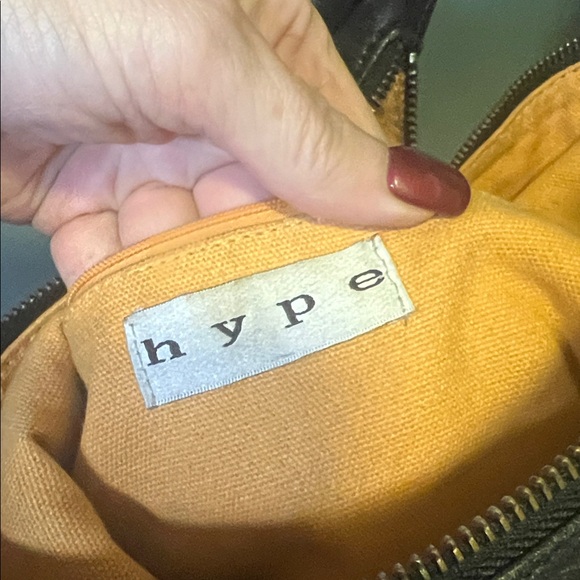 Hype Black Leather Hobo Bag with Studded Pocket - read description - Picture 2 of 16